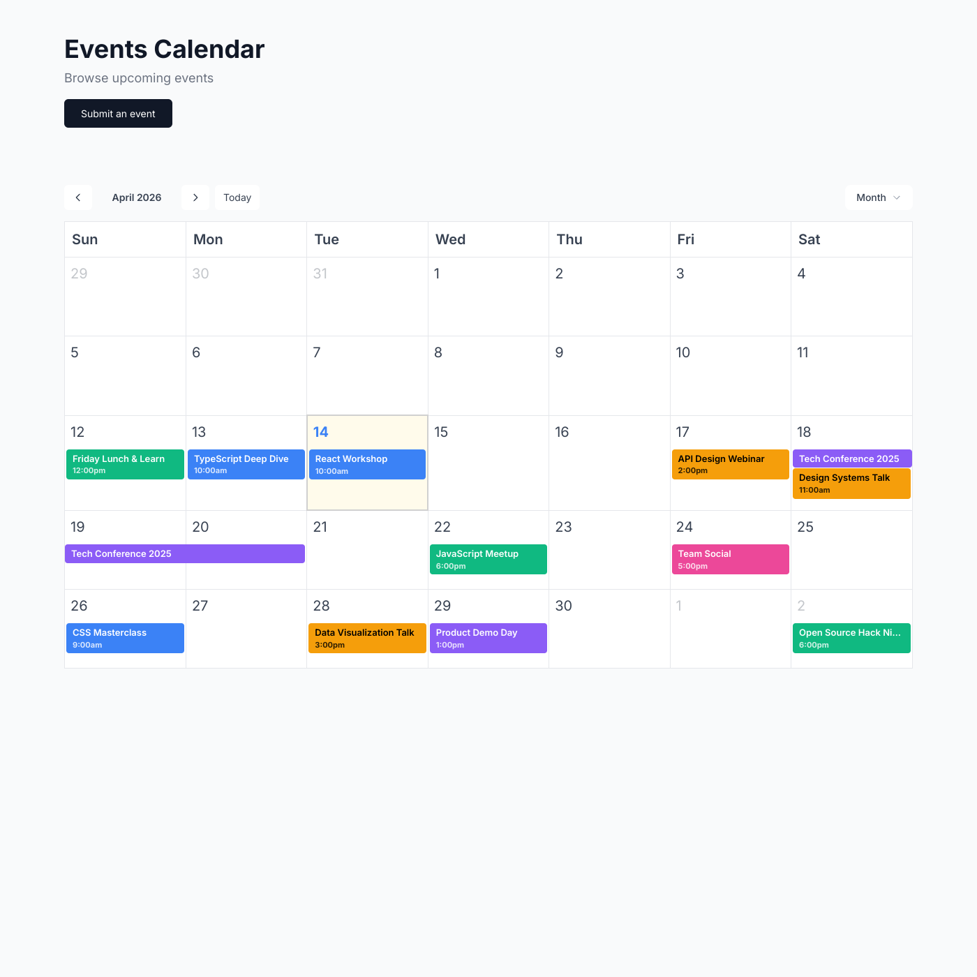 Events Calendar