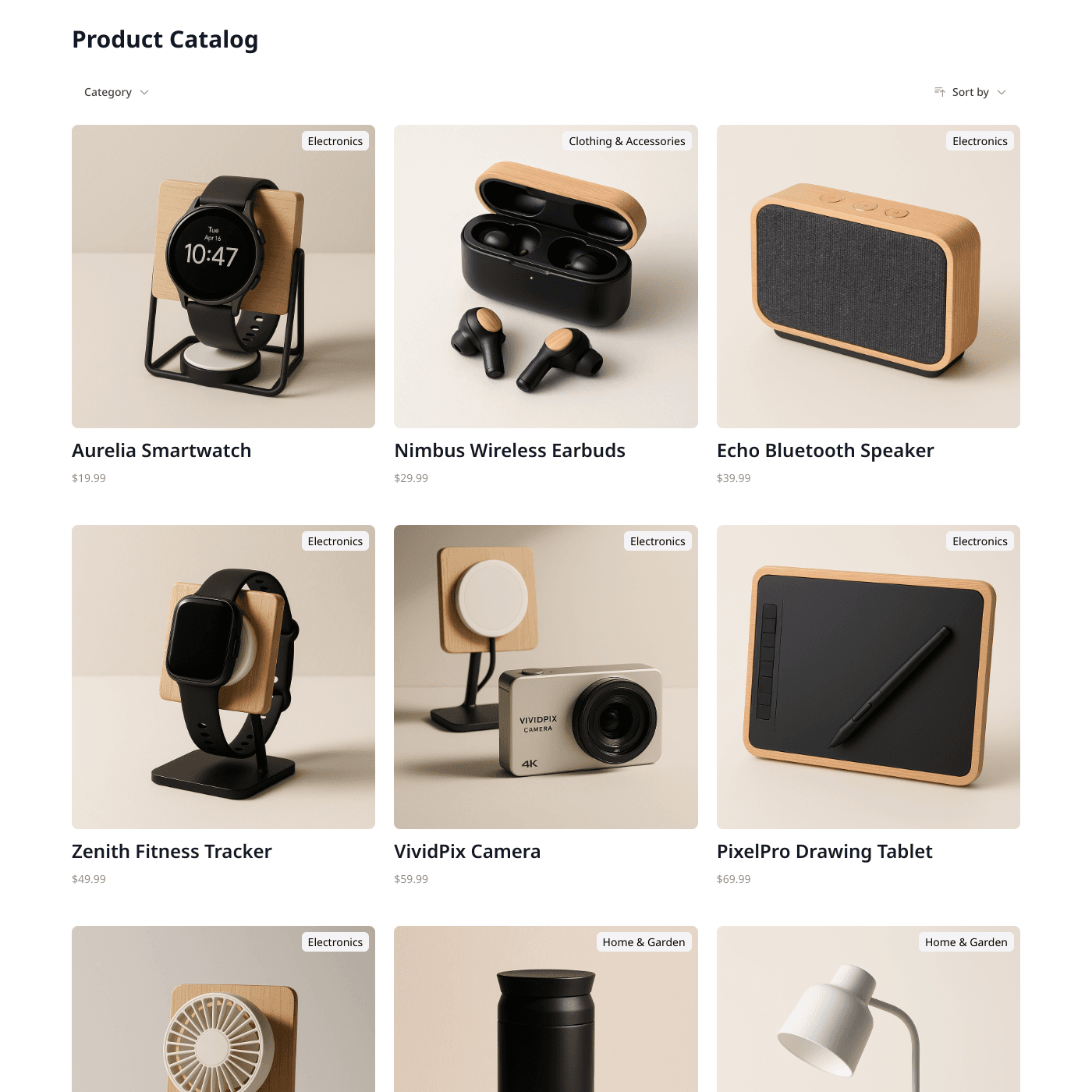 Products Widget embedded on a website