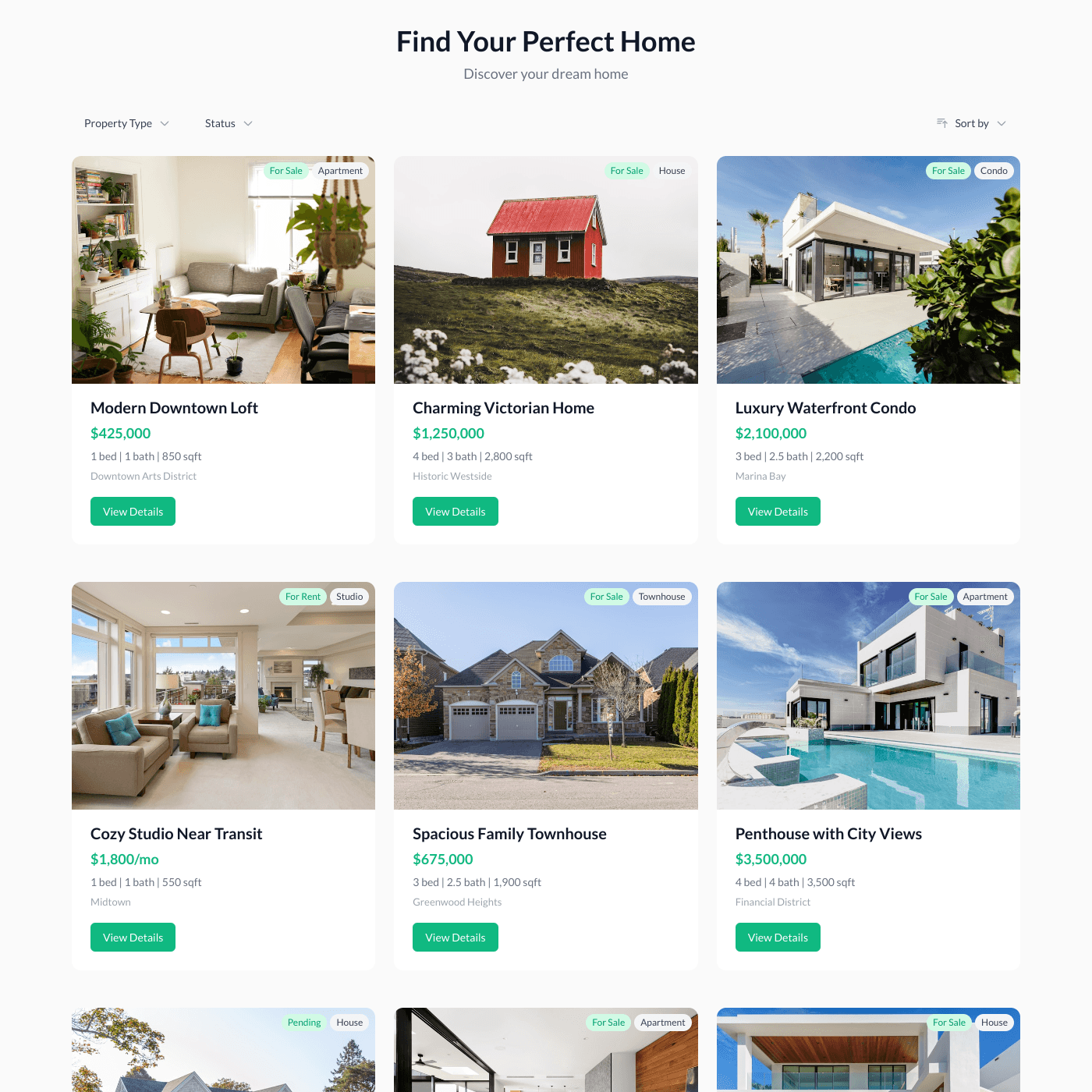 Property Listings Widget embedded on a website