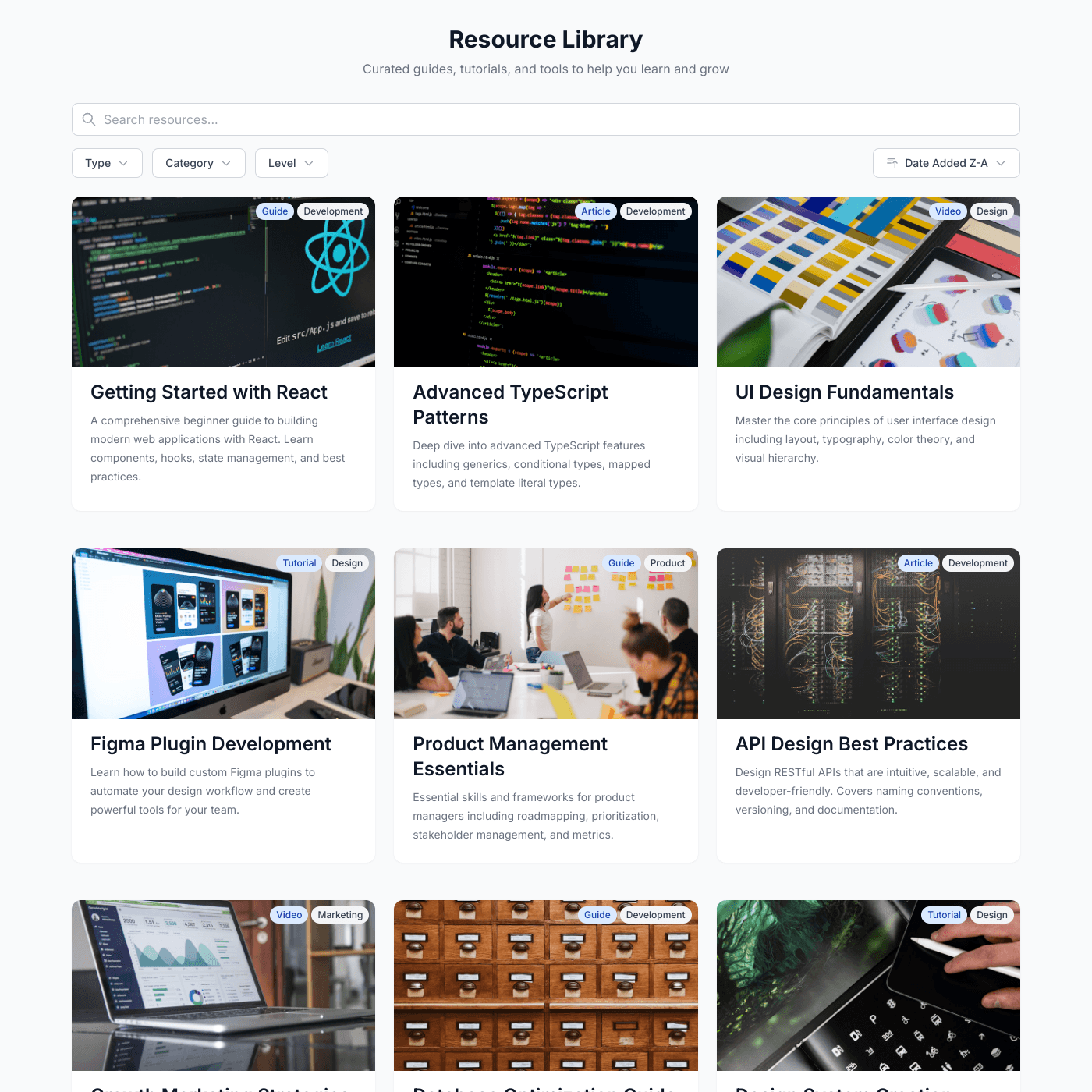 Resource Library Widget embedded on a website